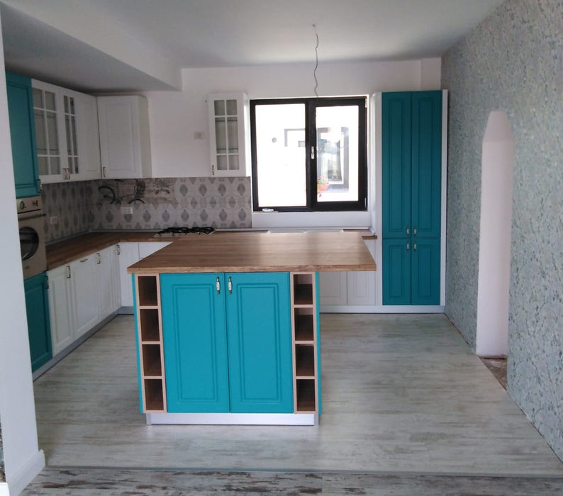 Mobilier bucatarie clasic MDF nuanta alb + clasic ocean