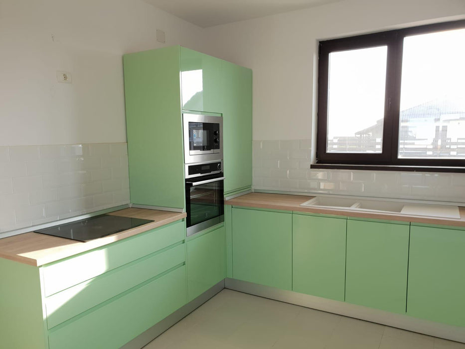 Mobilier bucatarie modern MDF nuanta Pastel Green