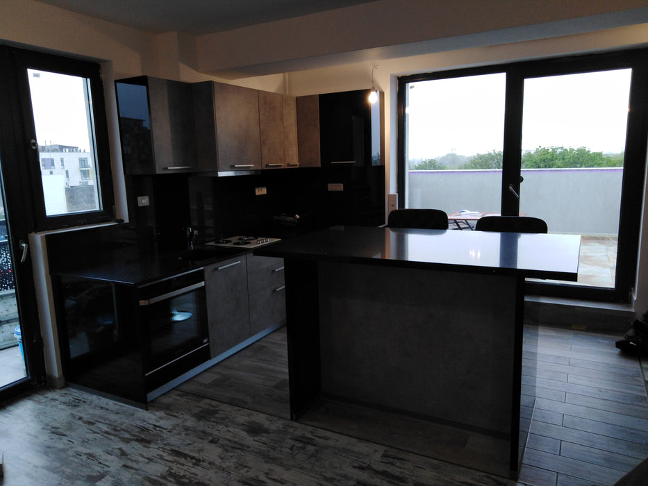 Mobilier bucatarie modern PAL beton/negru