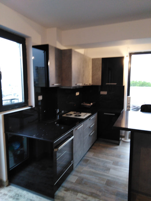 Mobilier bucatarie modern PAL beton/negru