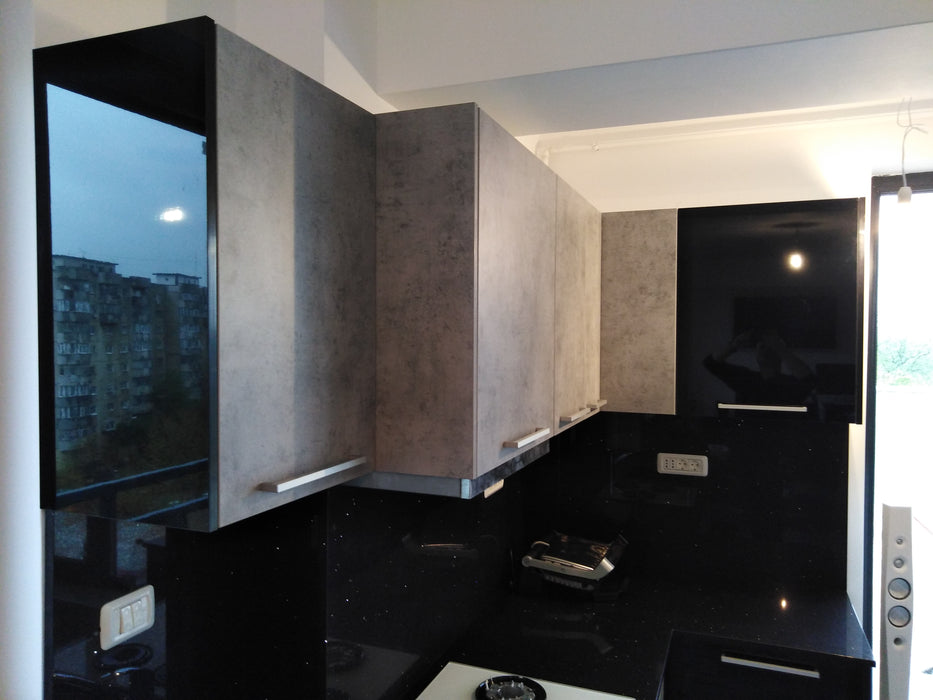 Mobilier bucatarie modern PAL beton/negru