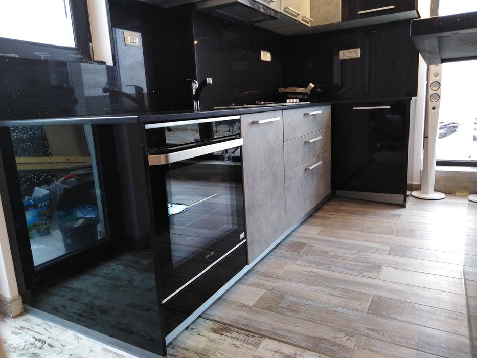 Mobilier bucatarie modern PAL beton/negru