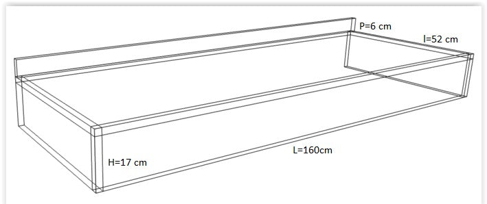 Blat baie suspendat quartz NEVERS 1600 x 520 mm