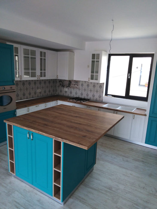 Mobilier bucatarie clasic MDF nuanta alb + clasic ocean