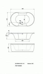 Cada baie acryl Gloriana 190 x 110 cm cu panel