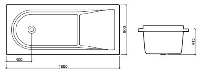 Cada baie acryl Reflex 180 x 80 cm