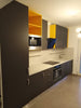 Mobilier bucatarie modern MDF nuanta antracit si galben