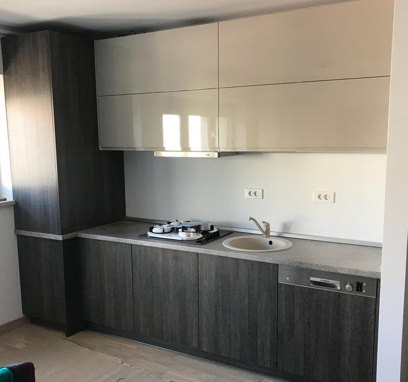 Mobilier bucatarie modern MDF finisaj wenge + crem